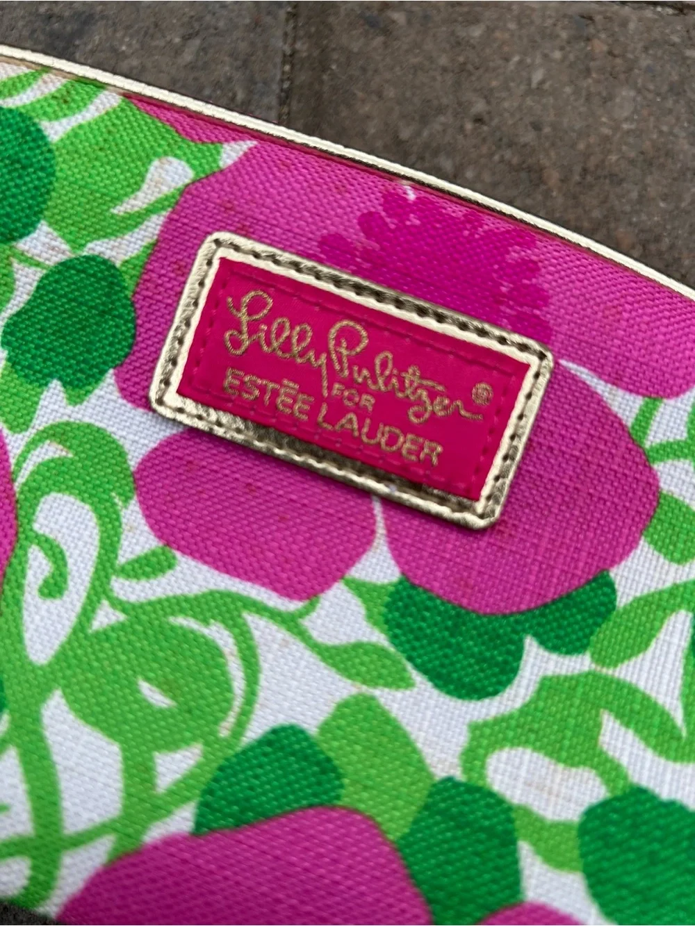 Lily Pulitzer For Estee Lauder Cosmetic Bag Pink Green Floral